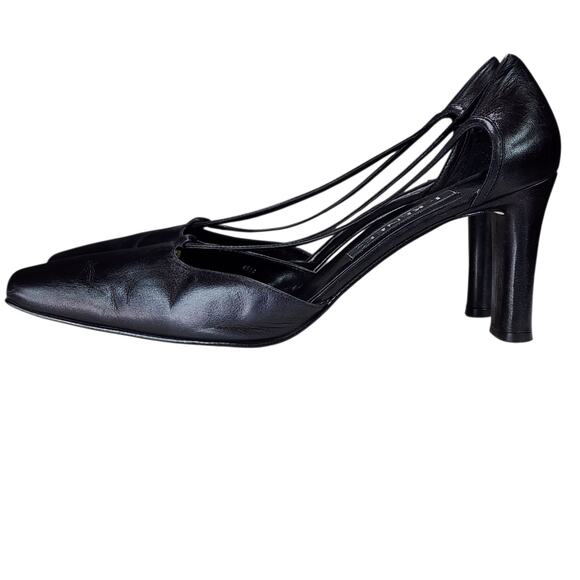 J Renee Pumps sz 13M Womens 6514 Heels Square Toe Black Leather 3.25" READ - Picture 3 of 12